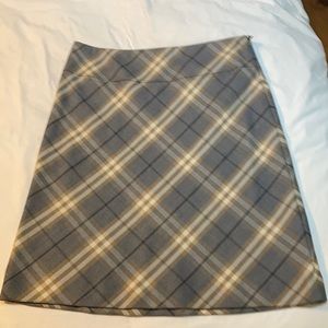 Wool Burberry grey and brown plaid skirt, US 8